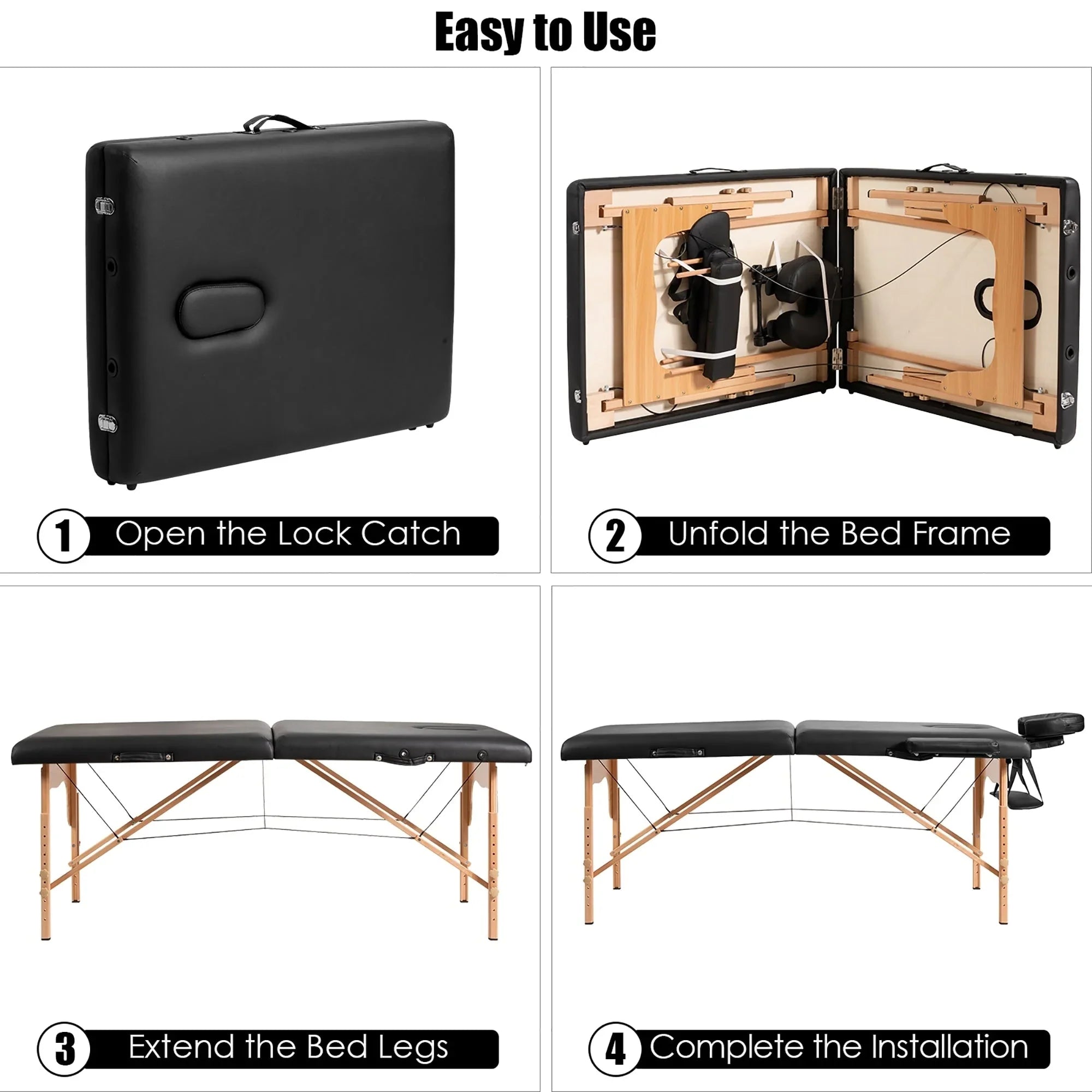 Table de Massage Portable 84L Réglable pour Soins du Visage, Tatouage, avec Housse de Transport