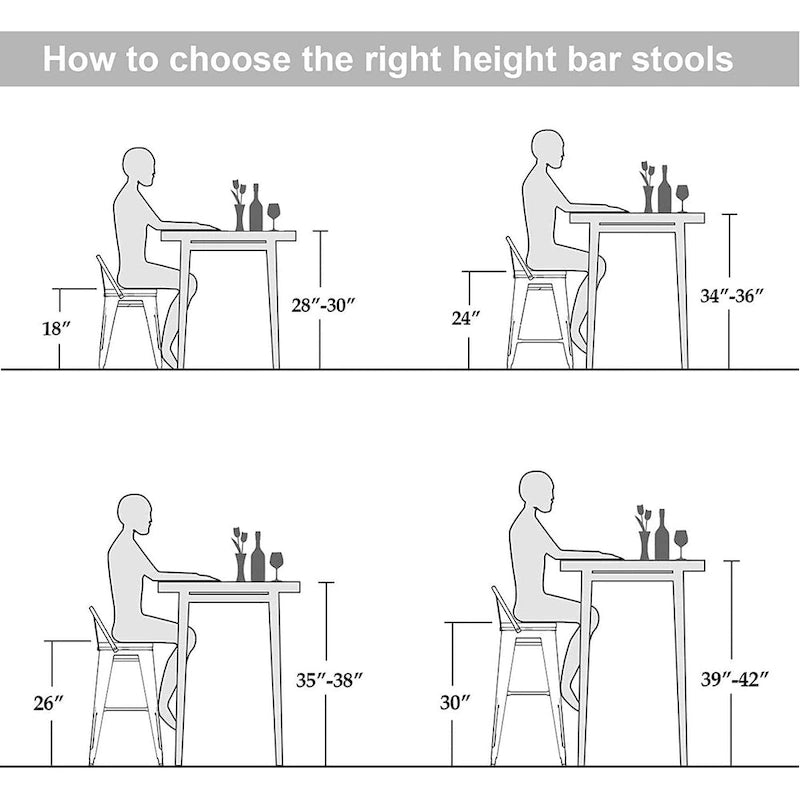 Tabouret de bar industriel en métal sans dossier, tabourets empilables pour enfants, tabourets courts, chaises de salle à manger en métal, lot de 4 - 45 cm