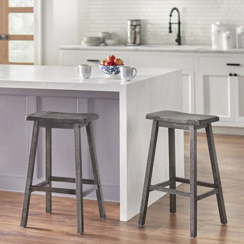 Tabourets de bar à hauteur de comptoir Simple Living Marney en bois d'hévéa de 61 cm (lot de 2)
