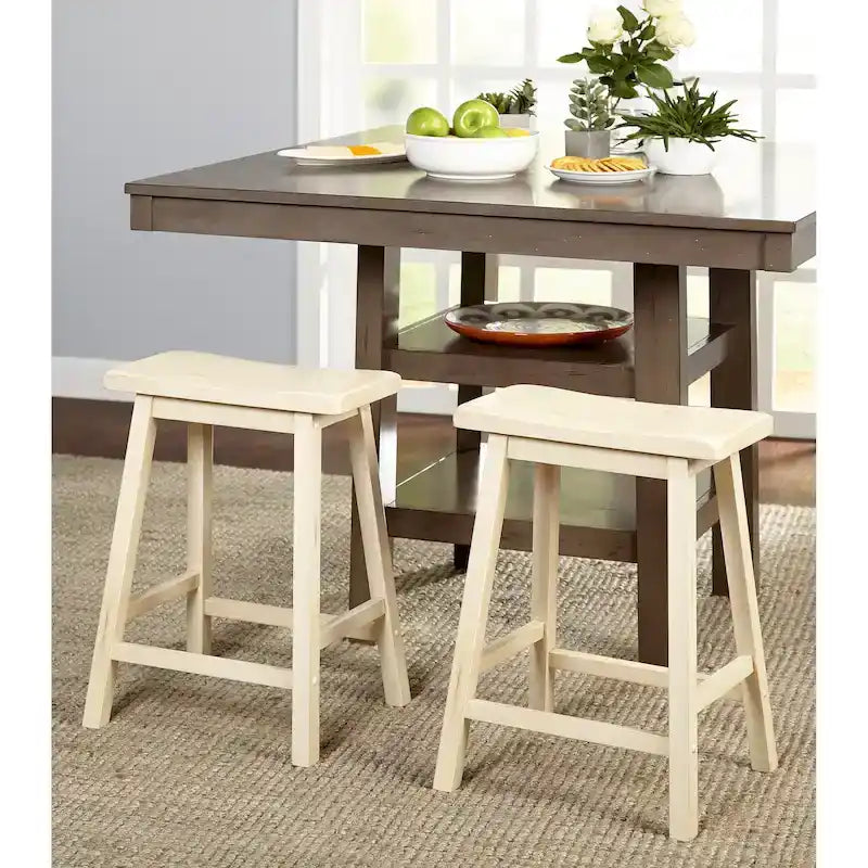 Tabourets de bar à hauteur de comptoir Simple Living Marney en bois d'hévéa de 61 cm (lot de 2)