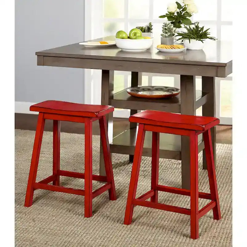Tabourets de bar à hauteur de comptoir Simple Living Marney en bois d'hévéa de 61 cm (lot de 2)