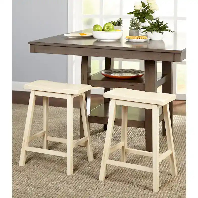 Tabourets de bar à hauteur de comptoir Simple Living Marney en bois d'hévéa de 61 cm (lot de 2)