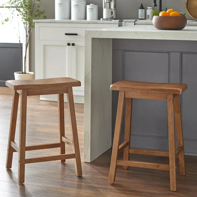 Tabourets de bar à hauteur de comptoir Simple Living Marney en bois d'hévéa de 61 cm (lot de 2)
