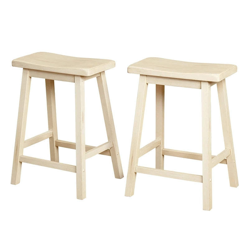 Tabourets de bar à hauteur de comptoir Simple Living Marney en bois d'hévéa de 61 cm (lot de 2)