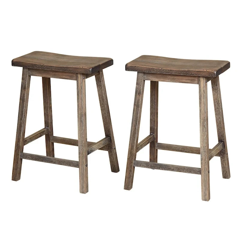 Tabourets de bar à hauteur de comptoir Simple Living Marney en bois d'hévéa de 61 cm (lot de 2)