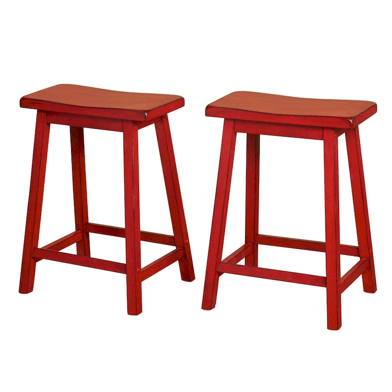 Tabourets de bar à hauteur de comptoir Simple Living Marney en bois d'hévéa de 61 cm (lot de 2)