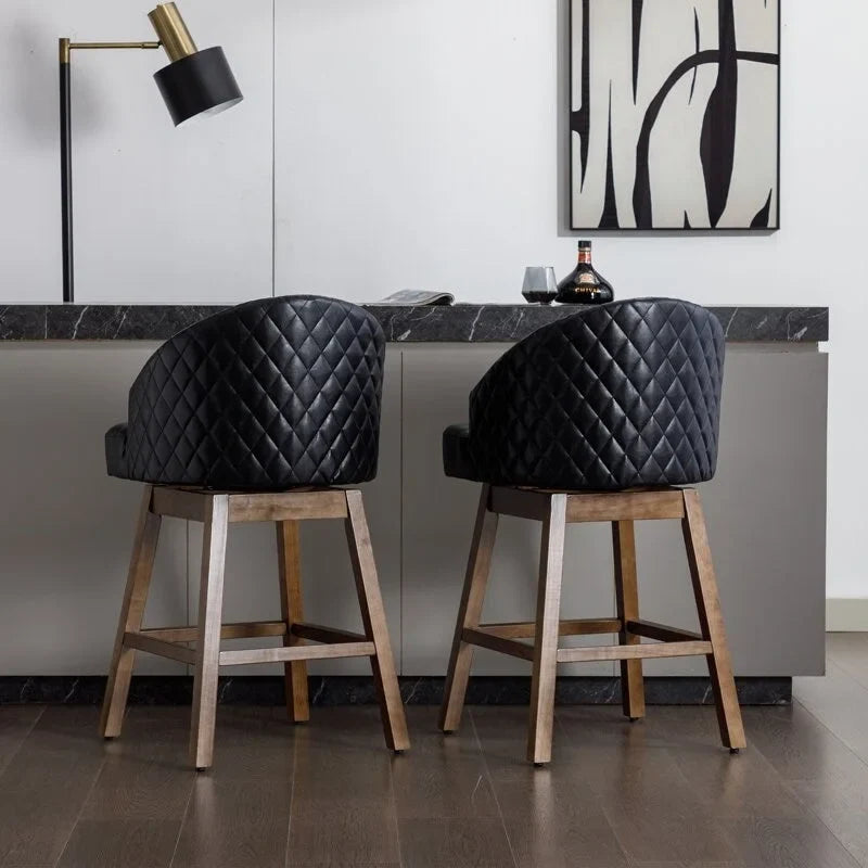 Tabourets de bar pivotants en bois de hauteur comptoir avec repose-pieds (lot de 2)