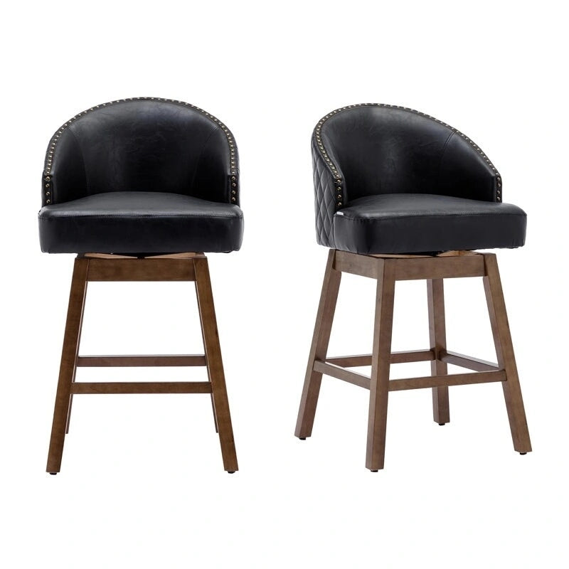 Tabourets de bar pivotants en bois de hauteur comptoir avec repose-pieds (lot de 2)