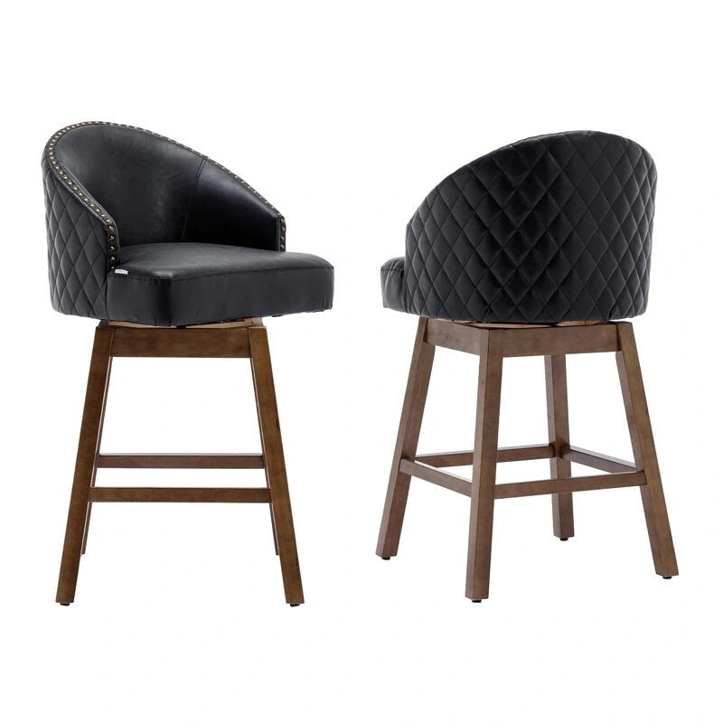 Tabourets de bar pivotants en bois de hauteur comptoir avec repose-pieds (lot de 2)