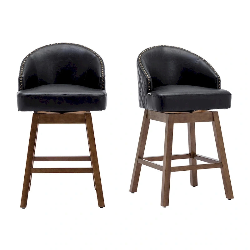 Tabourets de bar pivotants en bois de hauteur comptoir avec repose-pieds (lot de 2)