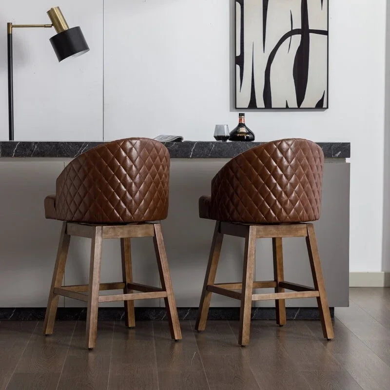 Tabourets de bar pivotants en bois de hauteur comptoir avec repose-pieds (lot de 2)