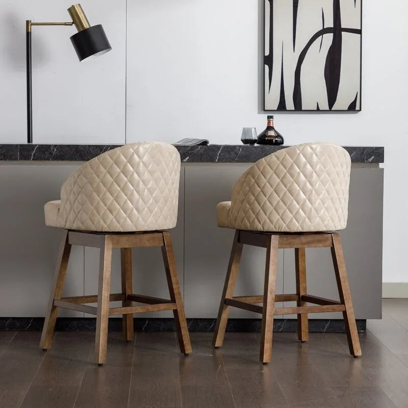 Tabourets de bar pivotants en bois de hauteur comptoir avec repose-pieds (lot de 2)