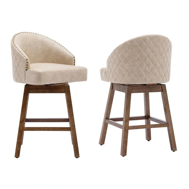 Tabourets de bar pivotants en bois de hauteur comptoir avec repose-pieds (lot de 2)