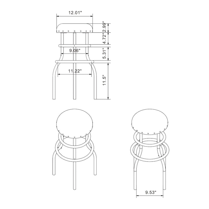 Tabouret de bar Vigo en métal bronze rustique, hauteur comptoir, par Furniture of America