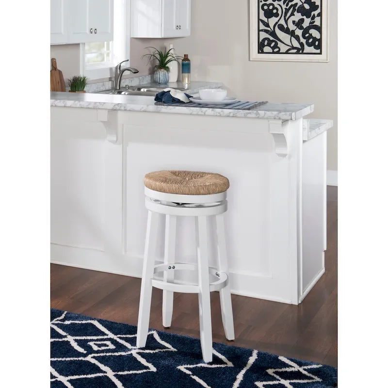 Tabouret de bar pivotant à 360 degrés Maya Backless de 78,7 cm avec assise en jonc de mer