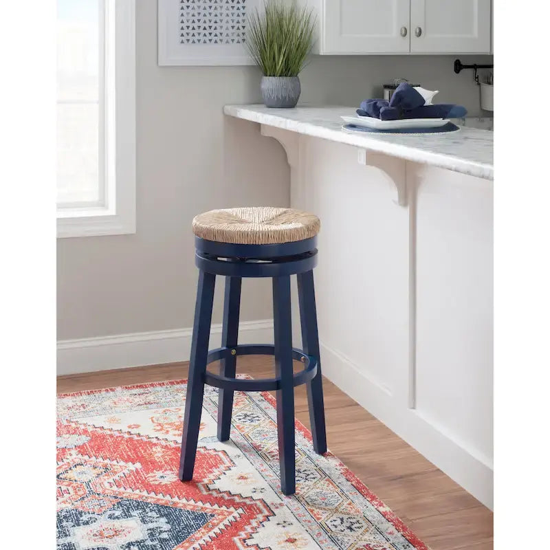 Tabouret de bar pivotant à 360 degrés Maya Backless de 78,7 cm avec assise en jonc de mer