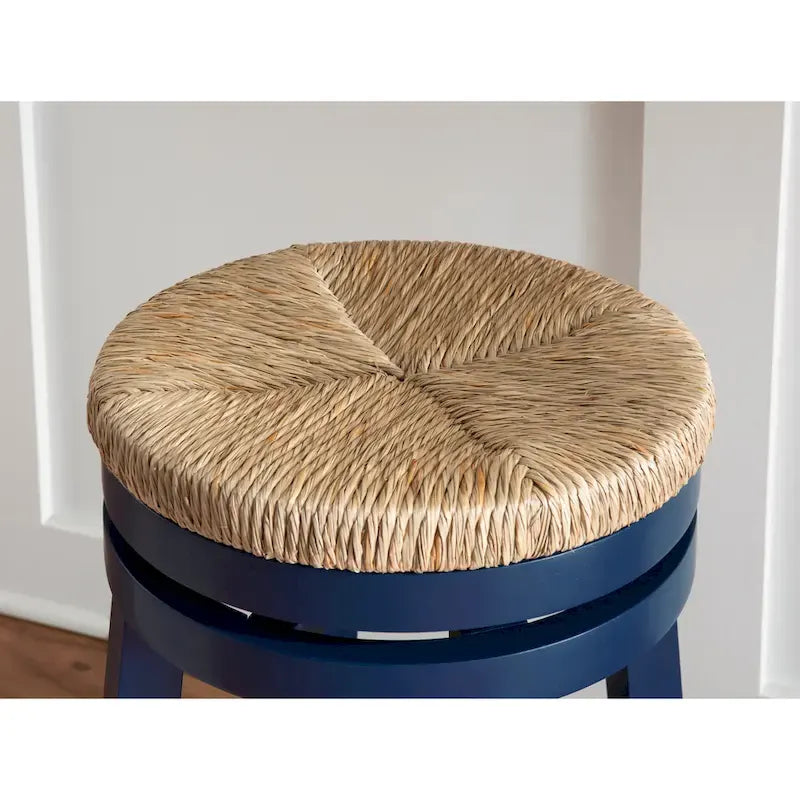 Tabouret de bar pivotant à 360 degrés Maya Backless de 78,7 cm avec assise en jonc de mer