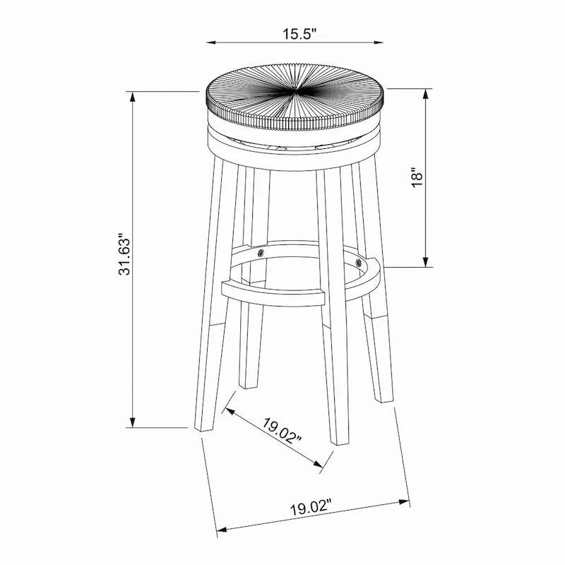 Tabouret de bar pivotant à 360 degrés Maya Backless de 78,7 cm avec assise en jonc de mer
