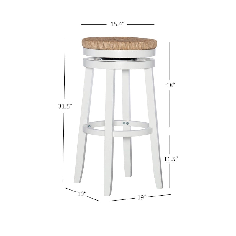 Tabouret de bar pivotant à 360 degrés Maya Backless de 78,7 cm avec assise en jonc de mer