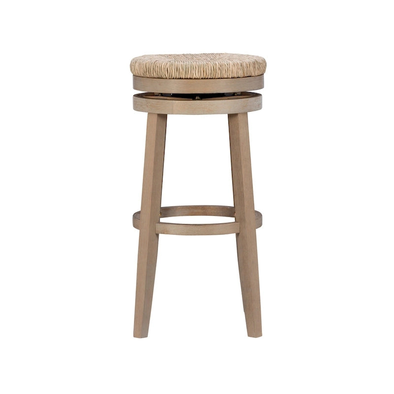Tabouret de bar pivotant à 360 degrés Maya Backless de 78,7 cm avec assise en jonc de mer