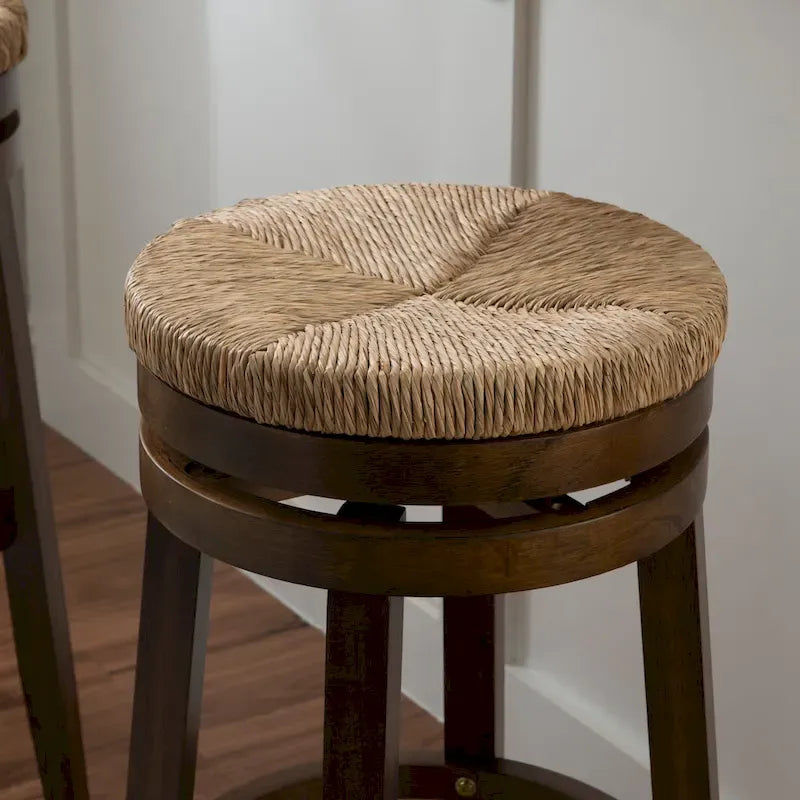 Tabouret de bar pivotant à 360 degrés Maya Backless de 78,7 cm avec assise en jonc de mer