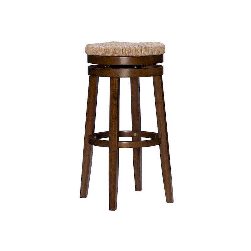 Tabouret de bar pivotant à 360 degrés Maya Backless de 78,7 cm avec assise en jonc de mer
