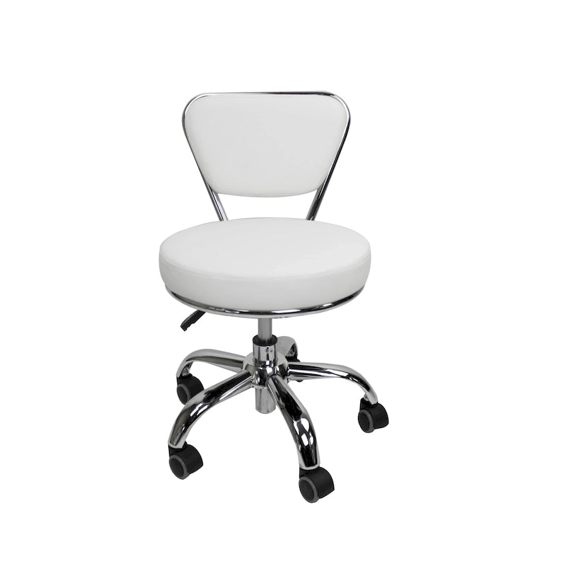 Tabouret court Dayton réglable de 13 à 15, avec dossier, blanc - N/A