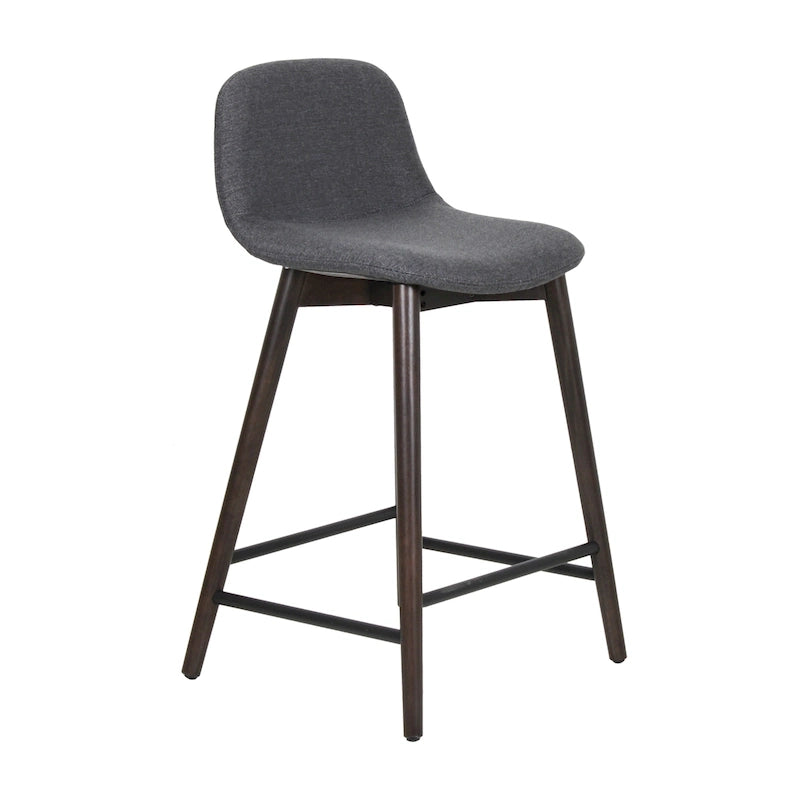 Tabouret de comptoir rembourré en bois massif avec repose-pieds par East at Main