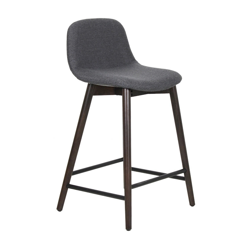 Tabouret de comptoir rembourré en bois massif avec repose-pieds par East at Main