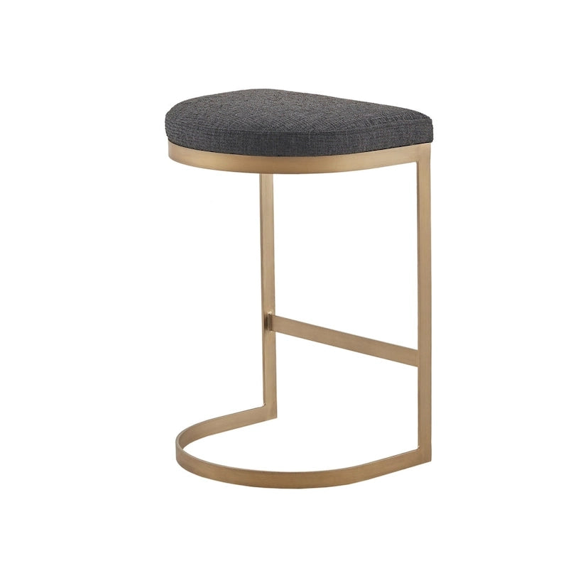 Tabouret de comptoir Madison Park Marc anthracite/doré antique