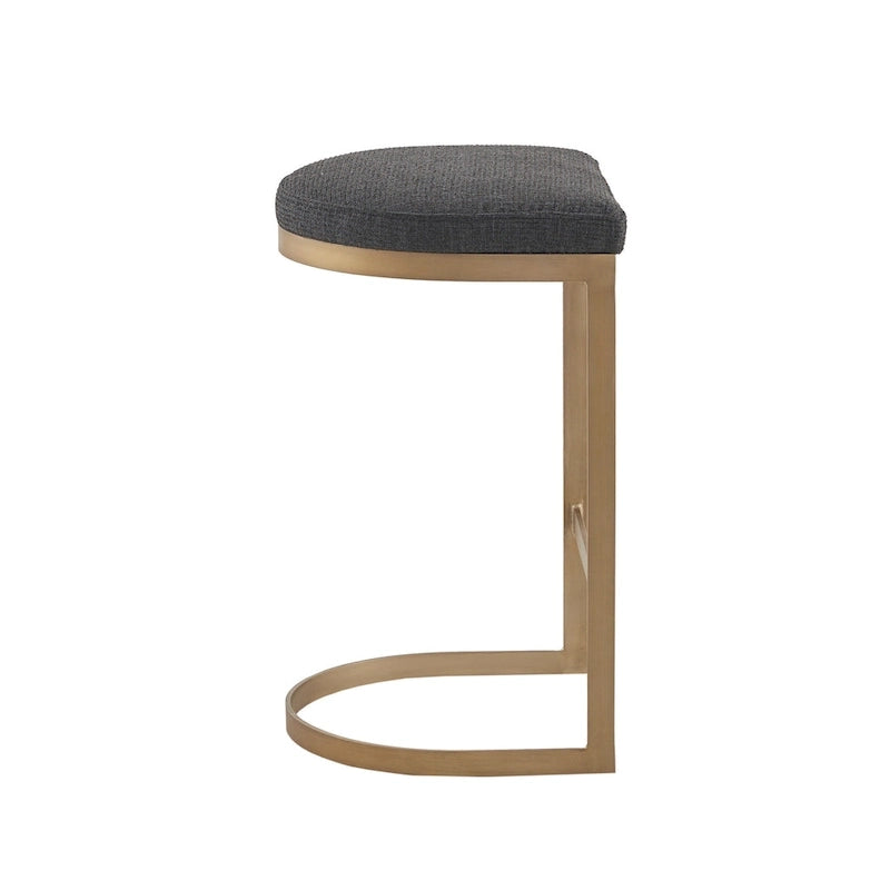 Tabouret de comptoir Madison Park Marc anthracite/doré antique