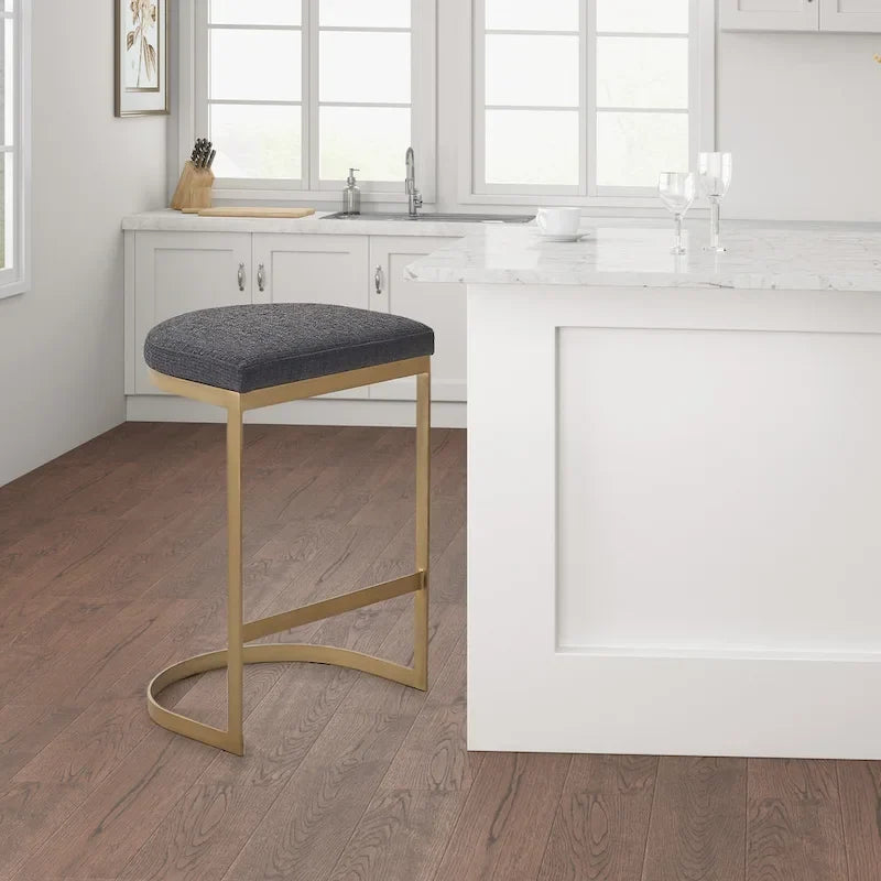 Tabouret de comptoir Madison Park Marc anthracite/doré antique