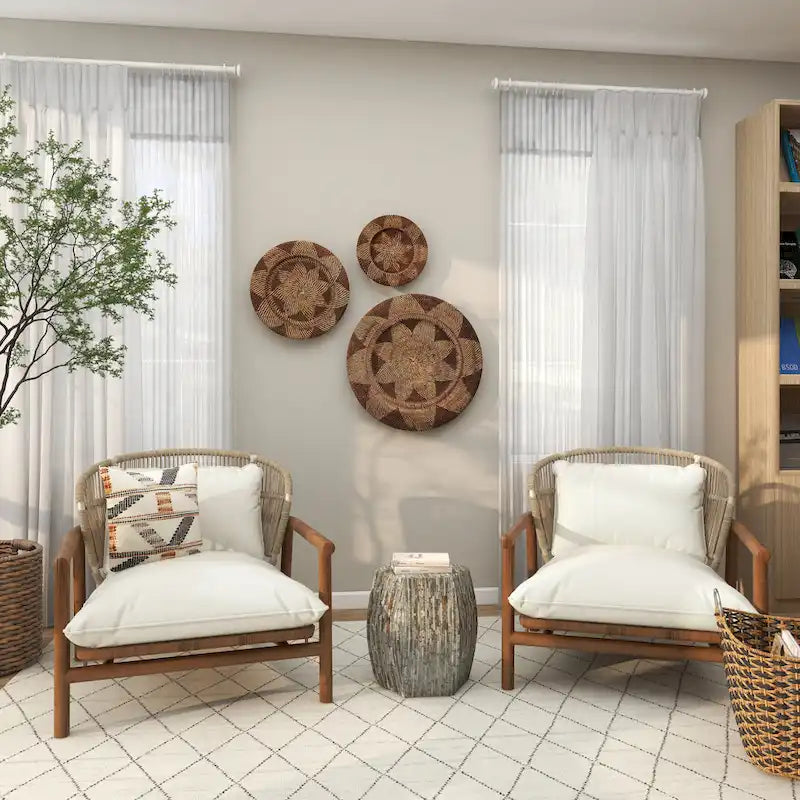 Magnifique tabouret contemporain en bois avec incrustation de coquillages