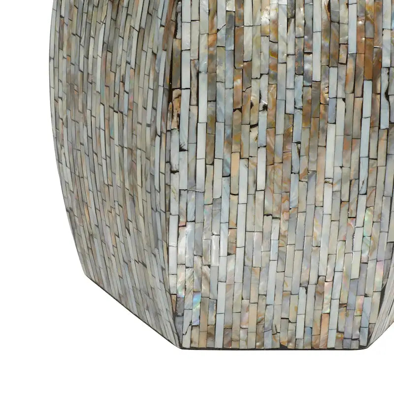 Magnifique tabouret contemporain en bois avec incrustation de coquillages