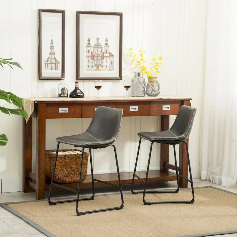 Tabourets de comptoir en similicuir Inyo Vintage de Carbon Loft (ensemble de 2)