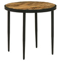 Table d'appoint Hayden en manguier naturel et noir avec plateau rond en bois