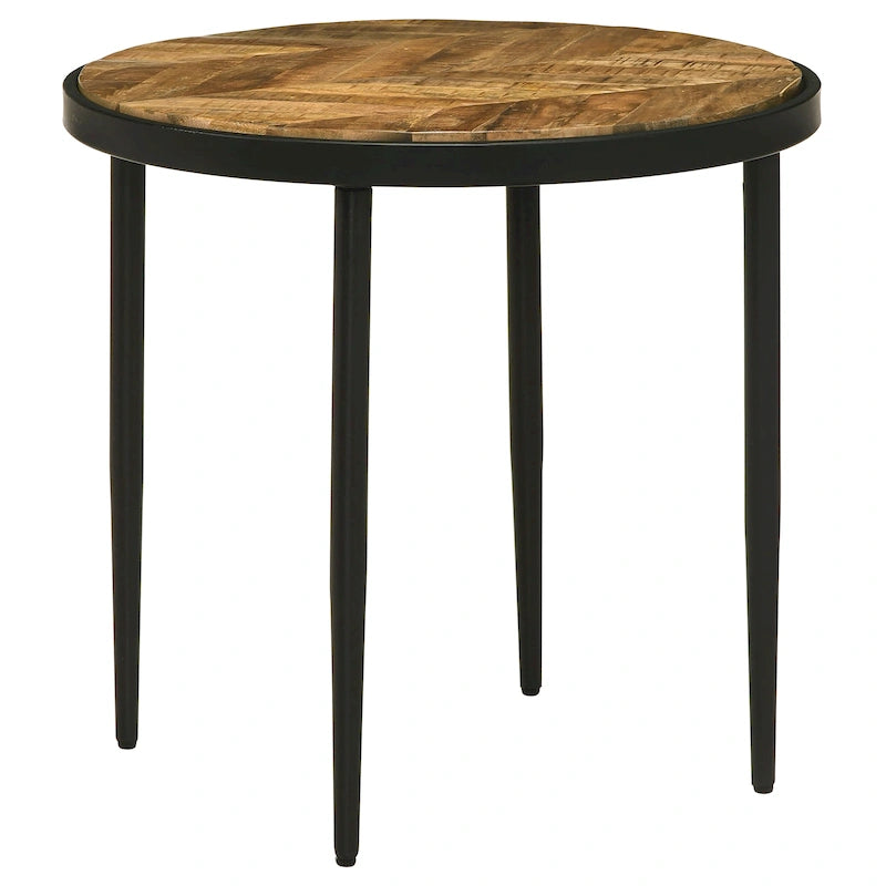 Table d'appoint Hayden en manguier naturel et noir avec plateau rond en bois