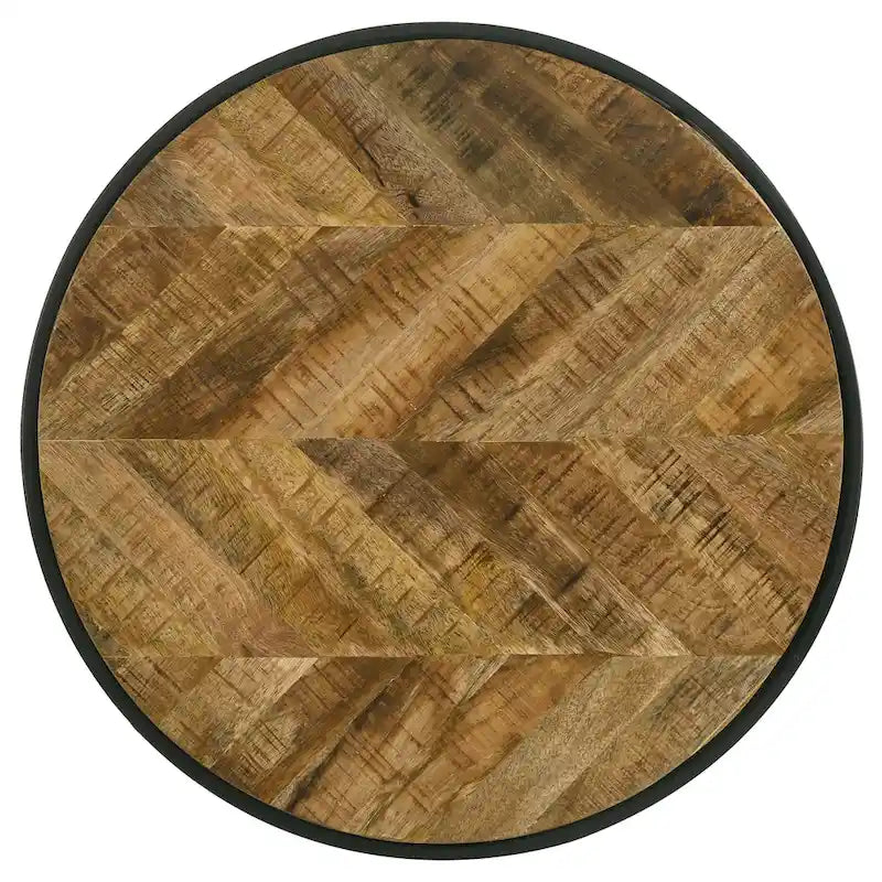 Table d'appoint Hayden en manguier naturel et noir avec plateau rond en bois