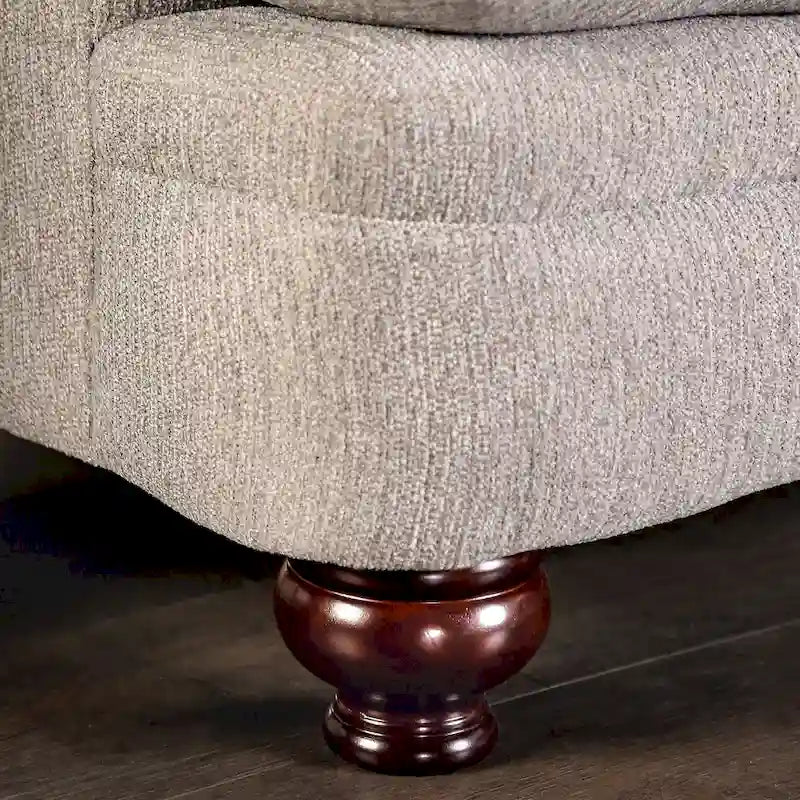 Canapé Frane transitionnel beige en chenille avec coussins en T par Furniture of America