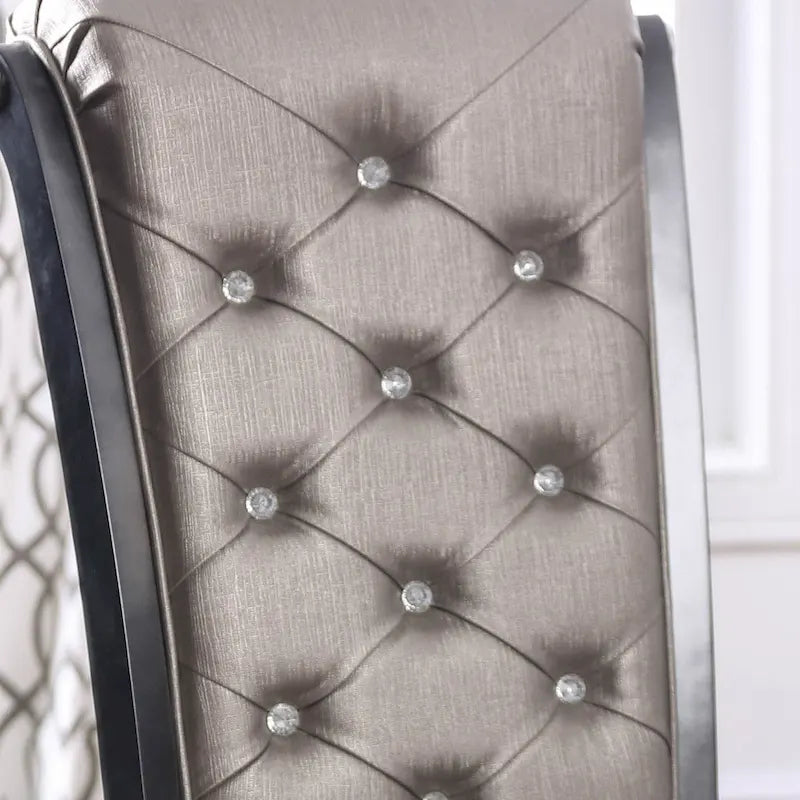 Chaises de salle à manger Mora Glam grises en similicuir (lot de 2) par Furniture of America