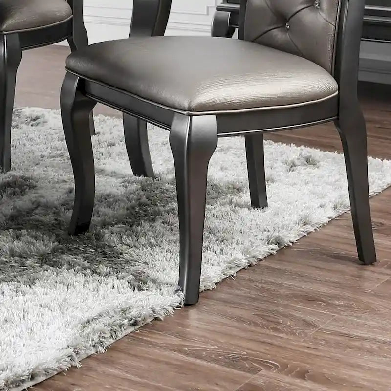 Chaises de salle à manger Mora Glam grises en similicuir (lot de 2) par Furniture of America