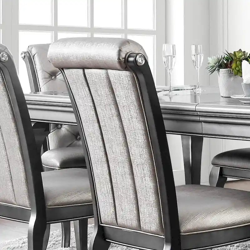 Chaises de salle à manger Mora Glam grises en similicuir (lot de 2) par Furniture of America