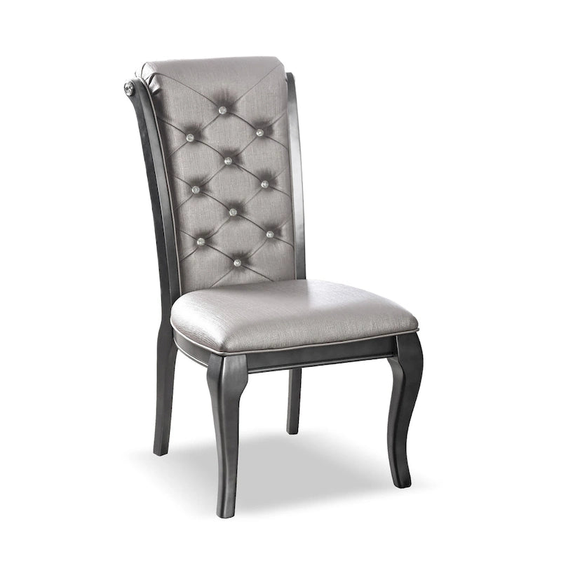 Chaises de salle à manger Mora Glam grises en similicuir (lot de 2) par Furniture of America
