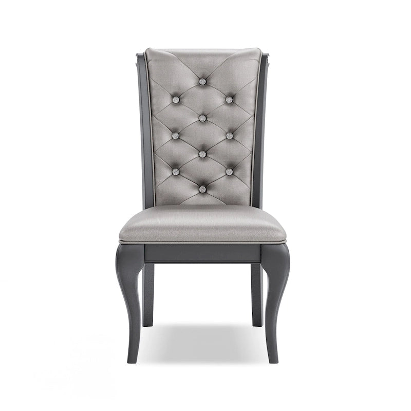 Chaises de salle à manger Mora Glam grises en similicuir (lot de 2) par Furniture of America