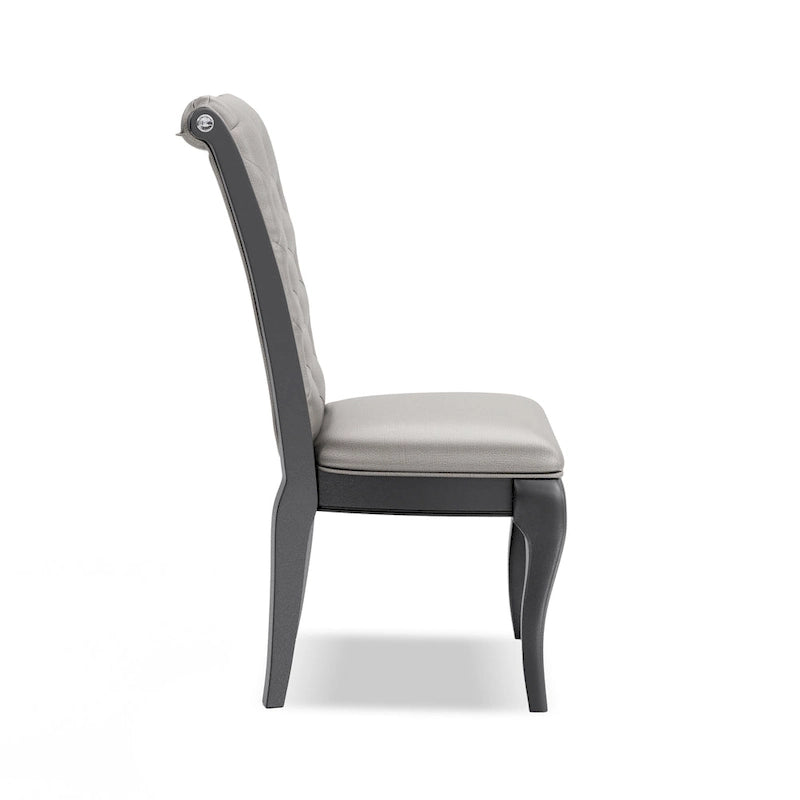 Chaises de salle à manger Mora Glam grises en similicuir (lot de 2) par Furniture of America