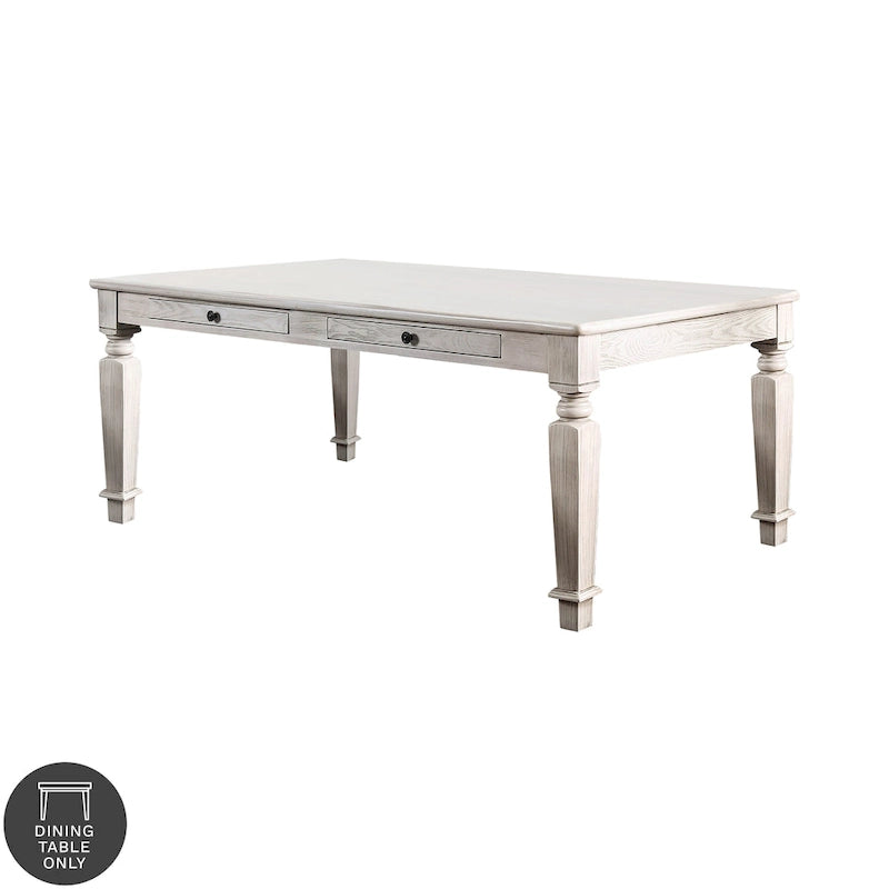Table de salle à manger en bois blanc rustique Hish 72 pouces avec rangement Furniture of America
