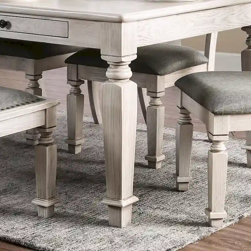 Table de salle à manger en bois blanc rustique Hish 72 pouces avec rangement Furniture of America