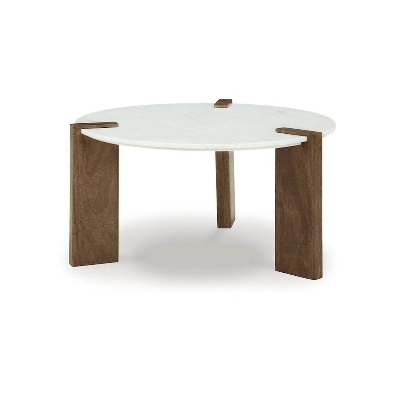 Signature Design by Ashley Isanti table basse blanche/marron - 33 larg. x 33 prof. x 18 haut.