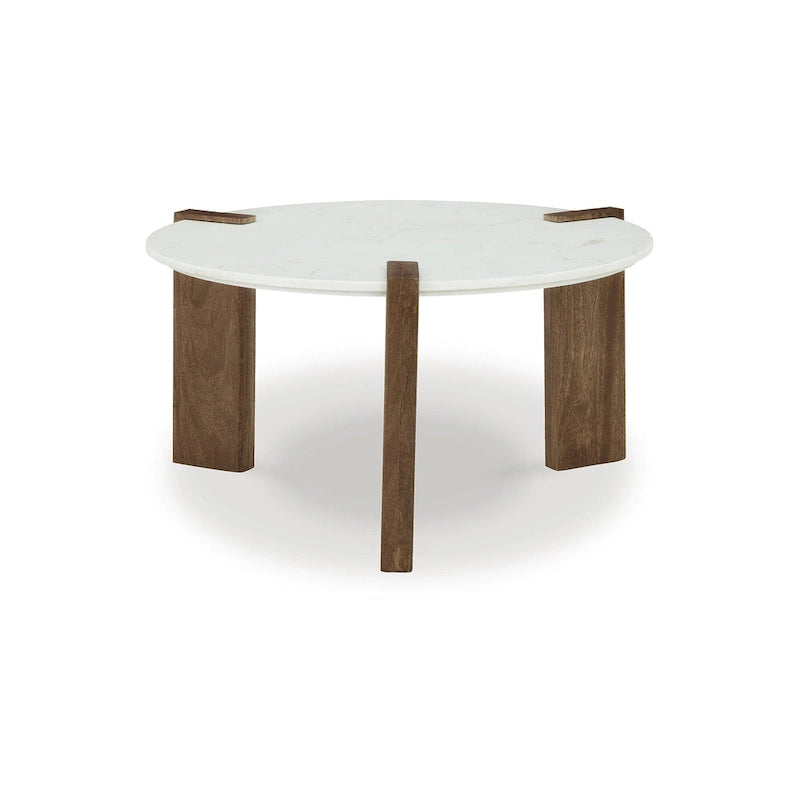 Signature Design by Ashley Isanti table basse blanche/marron - 33 larg. x 33 prof. x 18 haut.
