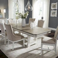 Abbey Park – Ensemble de table à tréteaux 7 pièces blanc antique et marron vieilli